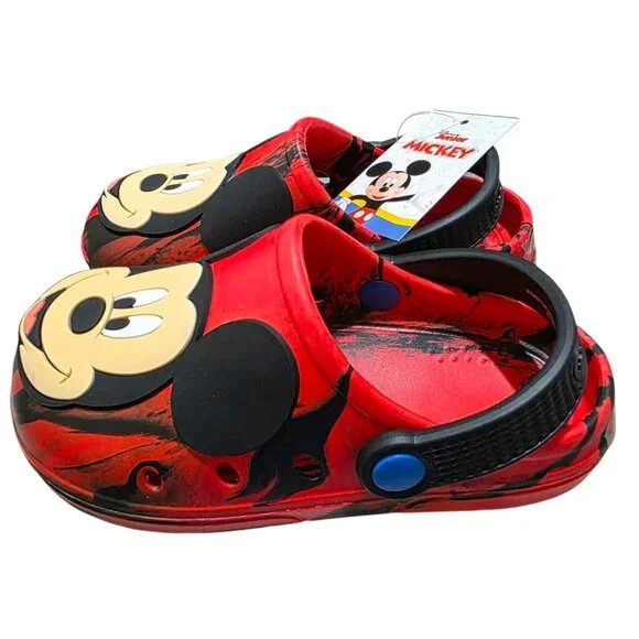 Disney Toddler Clogs Mickey Mouse Red Unisex Size 5/6 & 9/10 Back Swivel Strap - Picture 5 of 8